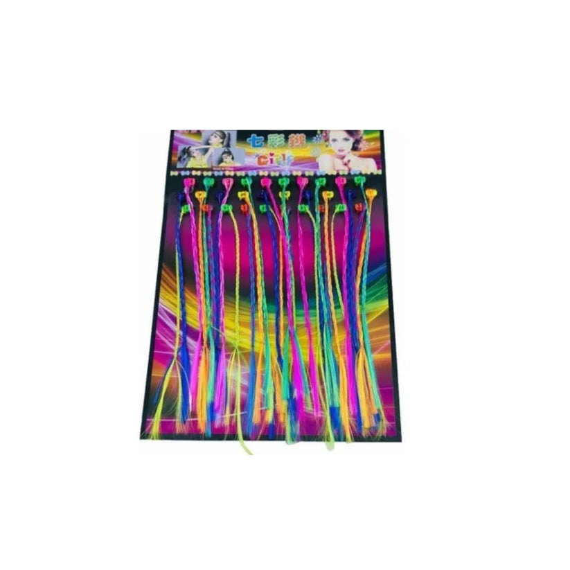 Mechones colores cabello trenzas niña juguete Piñata Bolo Fiesta Cumple Premio 30 pz (precio por 30 pzs)
