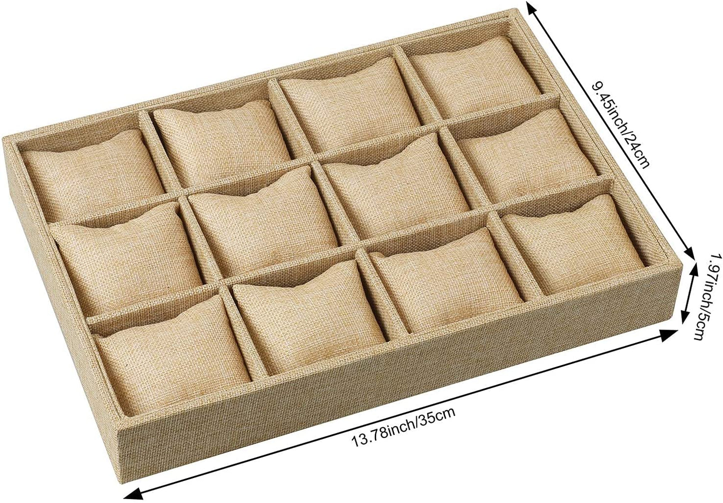 Charola Exhibidor De Joyería Reloj Pulseras Organizador Yute con cojines