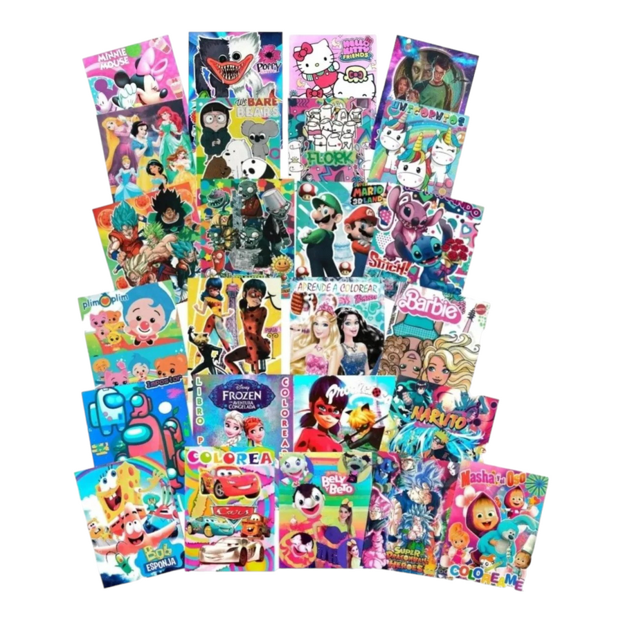 10 Libros para colorear infantiles  8 páginas 4 hojas surtidos Premios piñatas bolos fiestas