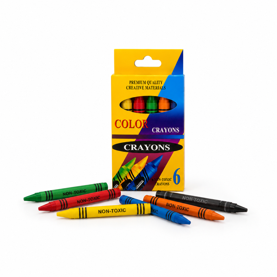 Caja de 6 Crayolas de Colores para Niños | Recuerdo para Piñata, Bolo, Fiesta Infantil y Escuela