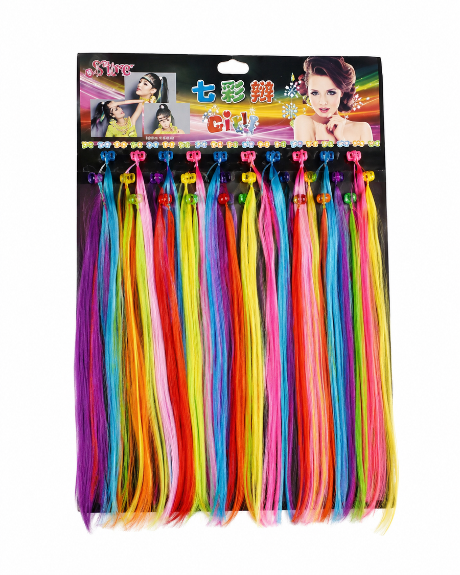 Planilla Mechones de Colores para Niñas 30 Pzas | Extensiones de Cabello para Fiesta, Piñata, Bolo y Recuerdos Infantiles
