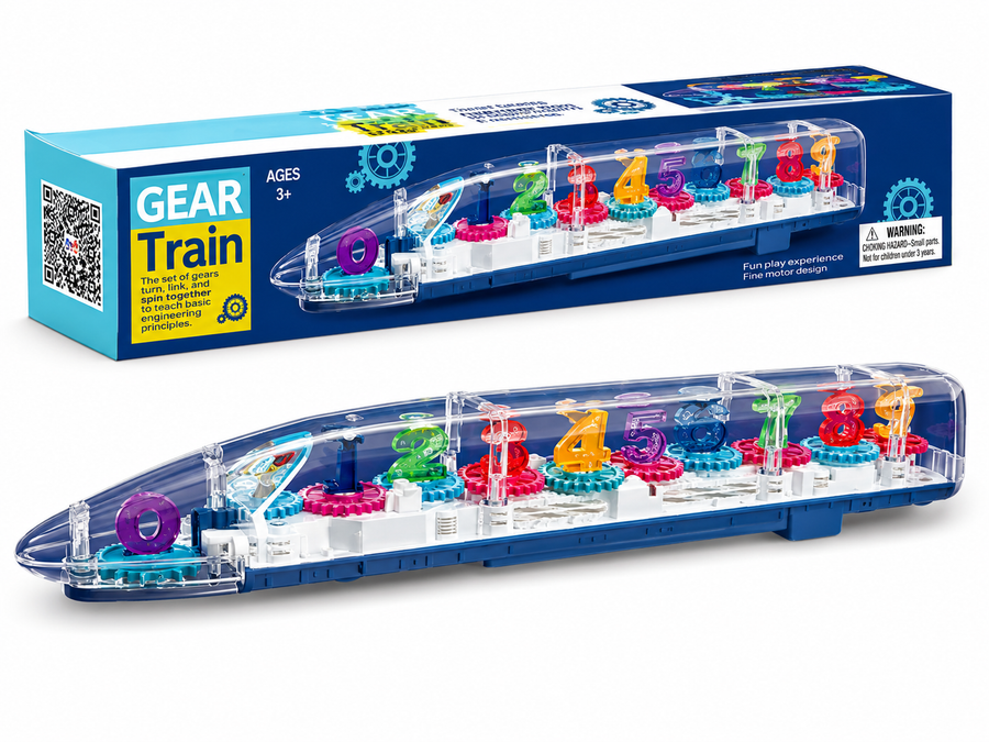 Vehículo Transparente con Engranajes, Luces LED y Sonido | Avión, Tren o Auto Didáctico | 1 Pieza
