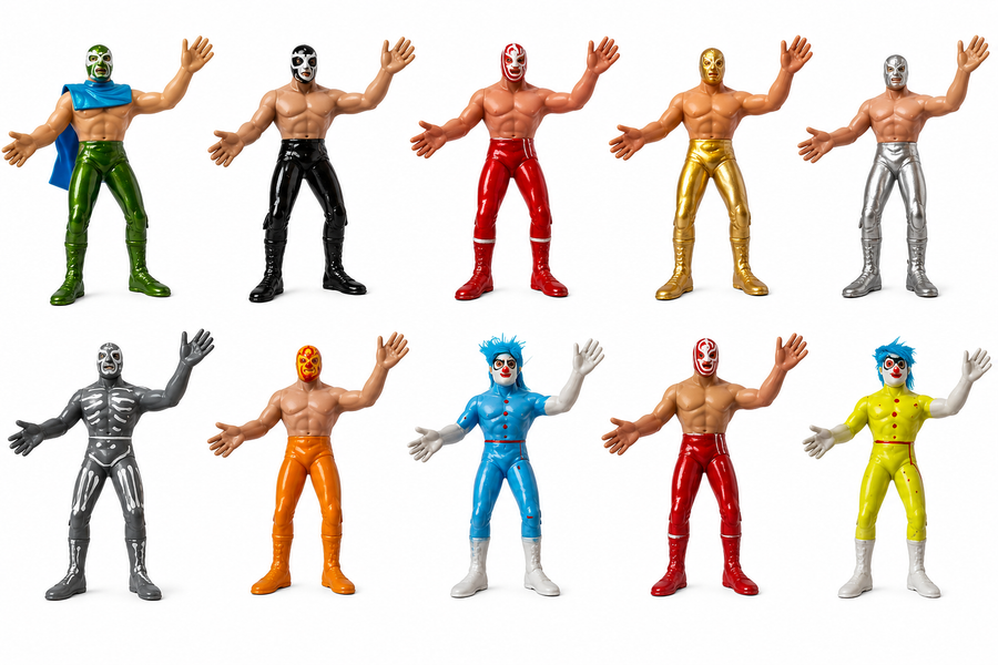 Luchadores de Juguete para Piñata 12 pzas | Figuras Infantiles Surtidas para Fiesta y Premios