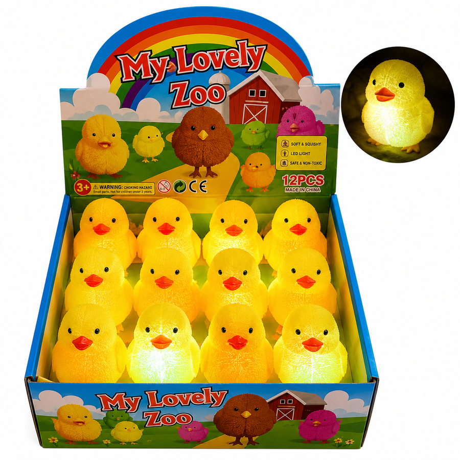 Patos Squishy con Luz LED Antiestrés Juguete Sensorial para Piñata Bolo Fiesta Infantil  6 Pzas