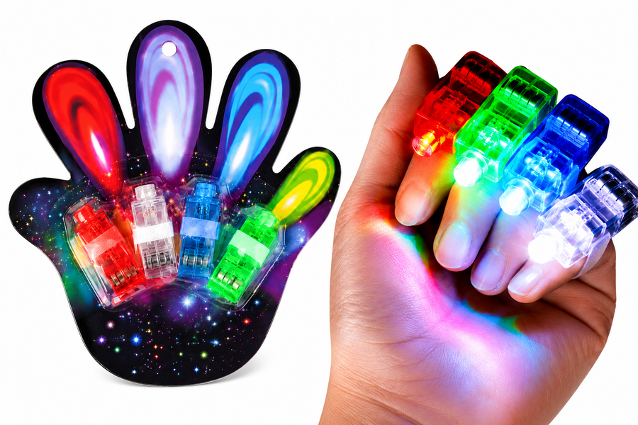 4 Anillos Luminosos LED para Dedos | Luces para Fiestas, Batucadas, Premios y Eventos Infantiles