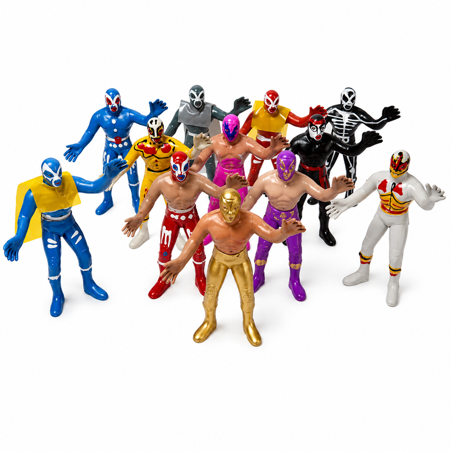 Luchadores de Juguete para Piñata 12 pzas | Figuras Infantiles Surtidas para Fiesta y Premios