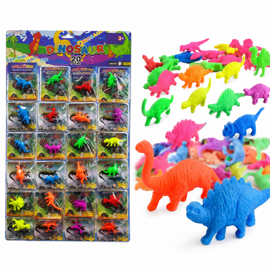 Planilla 20 Dinosaurios Crecientes en Agua para Piñata | Juguetes Infantiles Surtidos | Premios Escolares y Recuerdos de Fiesta