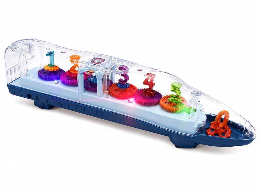 Vehículo Transparente con Engranajes, Luces LED y Sonido | Avión, Tren o Auto Didáctico | 1 Pieza