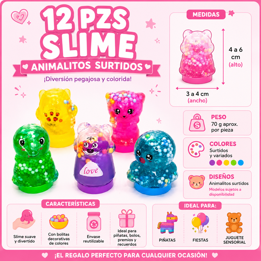 12 Pzs Moco De Gorila Bote Surtidos Slime Juguete Fiesta (precio por docena)