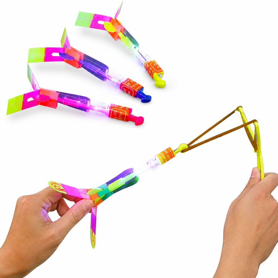 Flechas Luminosas LED con Lanzador | Planilla 12 Pzas para Piñata, Bolos y Premios Infantiles