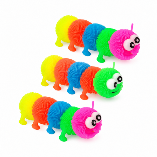 Gusanos Luminosos Squishy Sensoriales Antiestrés LED Juguete Para Piñata Bolo Fiesta Infantil Premio Pack 6 Pzas