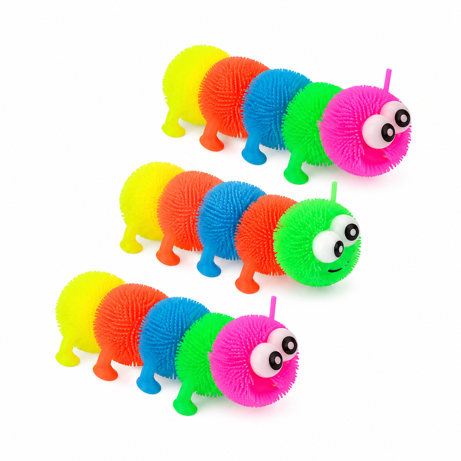 Gusanos Luminosos Squishy Sensoriales Antiestrés LED Juguete Para Piñata Bolo Fiesta Infantil Premio Pack 6 Pzas