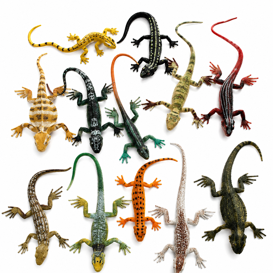 Iguanas de Juguete Flexibles Realistas Surtidas 12 pzas Figuras Animales Piñata Premio Fiesta Infantil