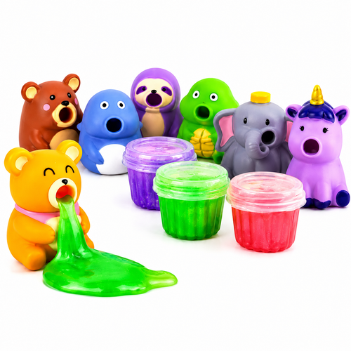 5 Squishys Vomitones con Slime Animales Antiestrés | Juguetes Sensoriales para Piñatas, Premios y Regalos