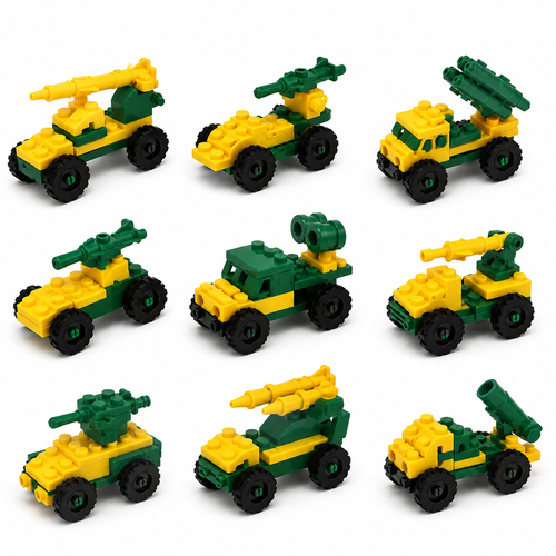 Planilla Tanques de Guerra Armables Bloques Construcción Militar 20 pzas| Premios, Piñatas y Dulceros