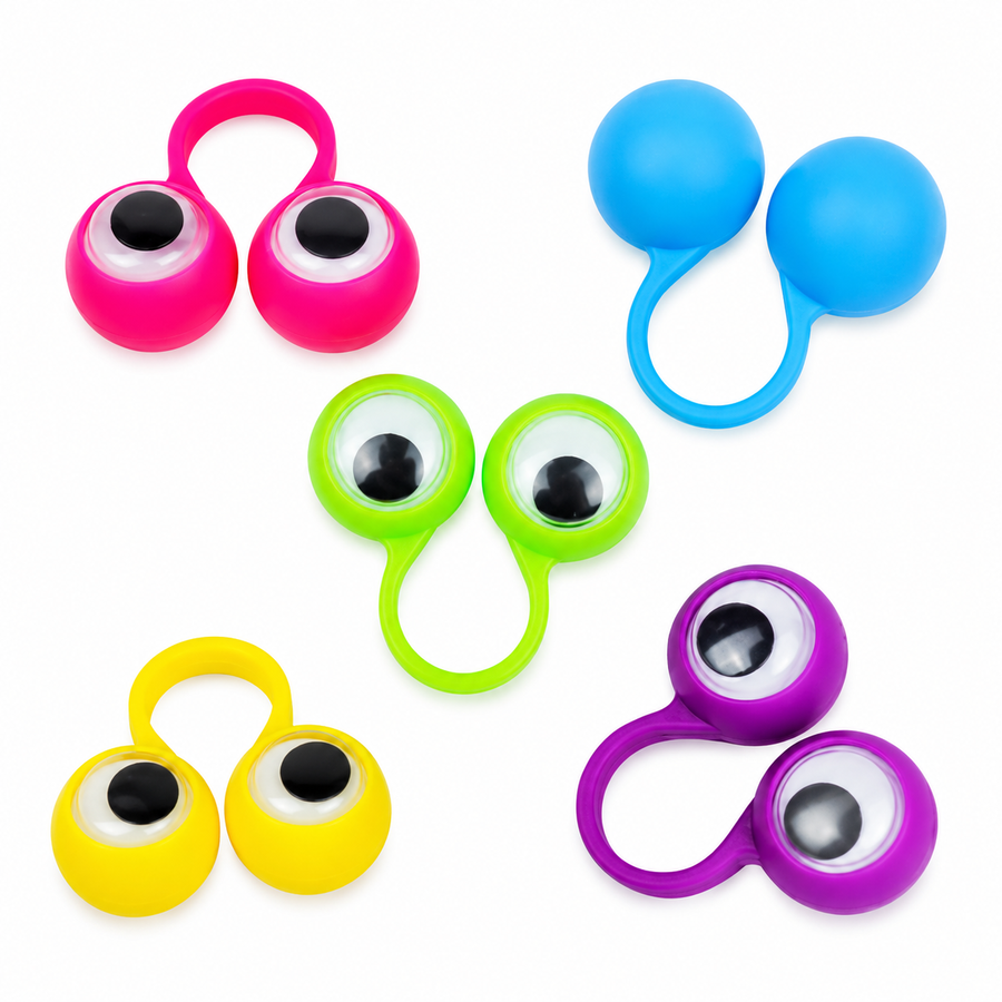 Ojos Saltarines para Dedos Juguete Divertido Infantil 12 Pzas Colores Surtidos |anillos dedos ojos