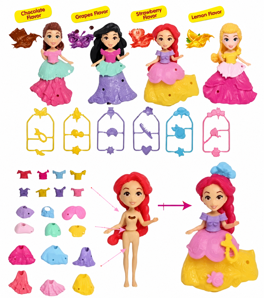 Planilla Mini Princesas Armables con Aroma 20 Piezas | Muñequitas para Piñata, Dulceros y Fiestas Infantiles
