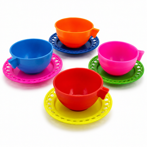 Juego de Té Infantil de Plástico Mini Tazas y Platitos Colores 50 tazitas + platitos Surtidos