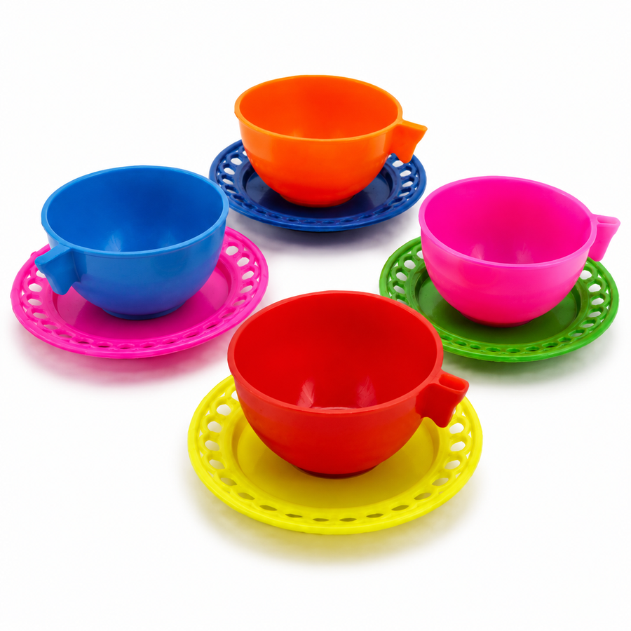 Juego de Té Infantil de Plástico Mini Tazas y Platitos Colores 50 tazitas + platitos Surtidos