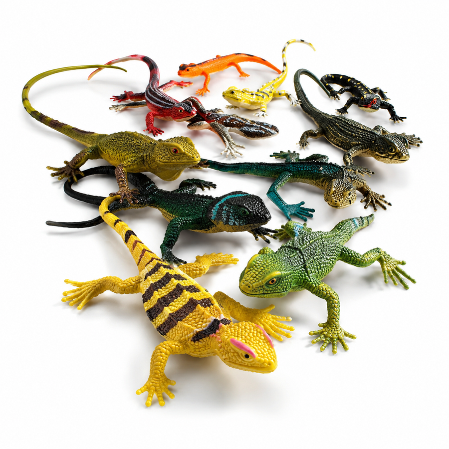 Iguanas de Juguete Flexibles Realistas Surtidas 12 pzas Figuras Animales Piñata Premio Fiesta Infantil