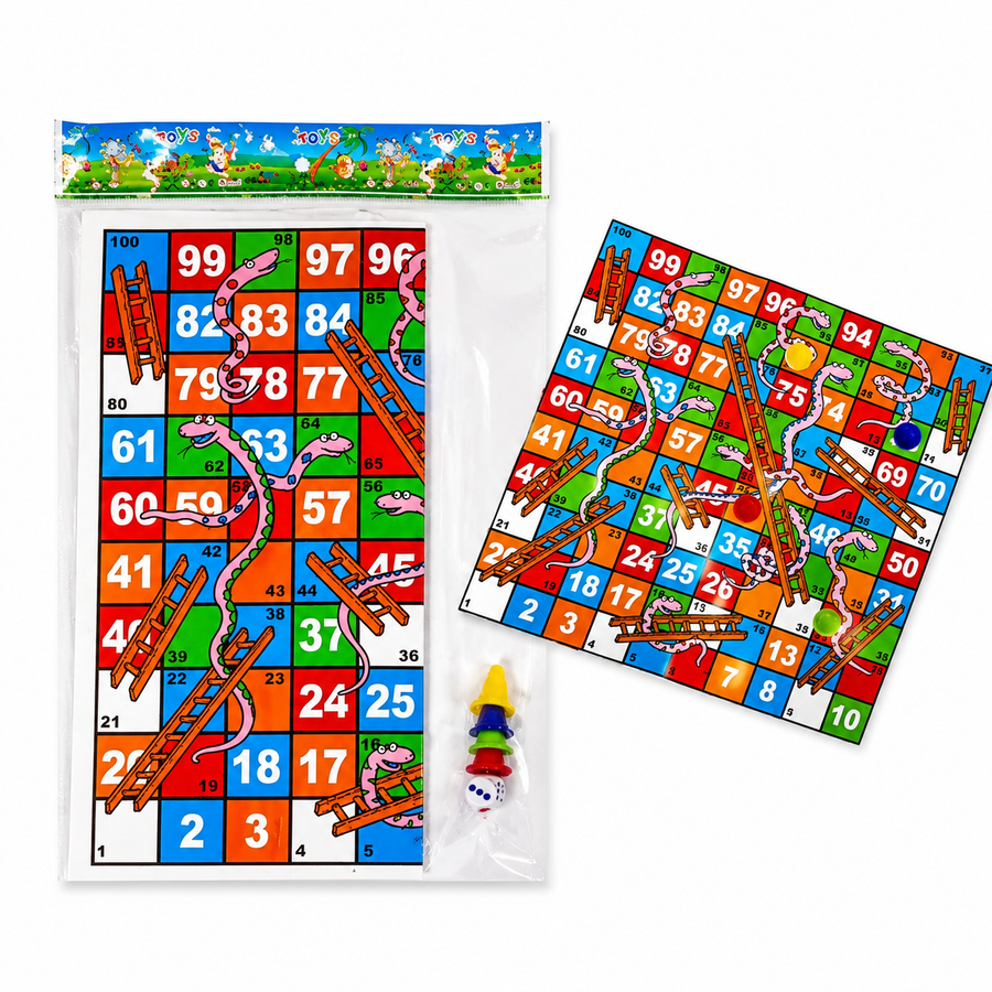 Juego de Serpientes y Escaleras Infantil  1 pza| Tablero con Dado y Fichas para Piñatas, Premios y Diversión Familiar