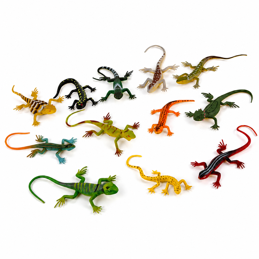 Iguanas de Juguete Flexibles Realistas Surtidas 12 pzas Figuras Animales Piñata Premio Fiesta Infantil